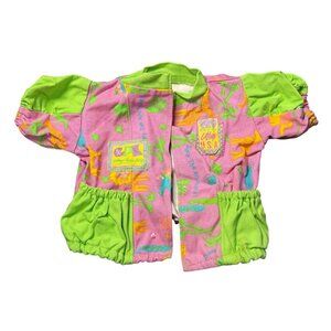 VTG Cabbage Patch Kids 90s Zoo Print Outfit USA Made Pink Green Doll Clothing